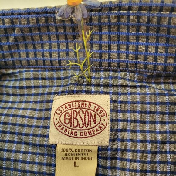 Gibson, Not Worn, Men's White and Blue Seersucker Shirt, 100% Cotton, Size L - Picture 3 of 7